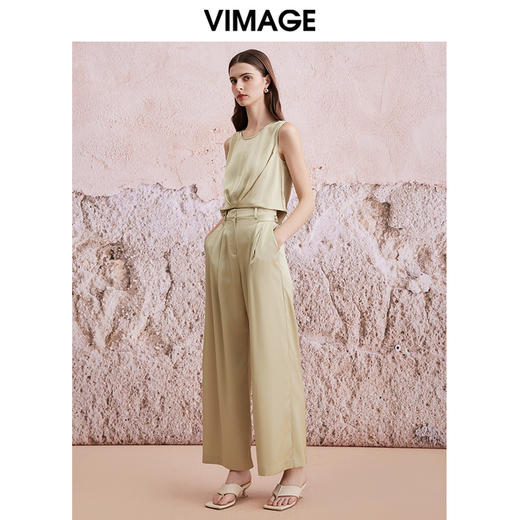 VIMAGE纬漫纪夏季新款显瘦舒适简约短款无袖上衣V2113714 商品图1