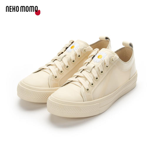 nekomomo2023年秋季新款商场同款牛皮网纱面小雏菊休闲低帮板鞋女 商品图1