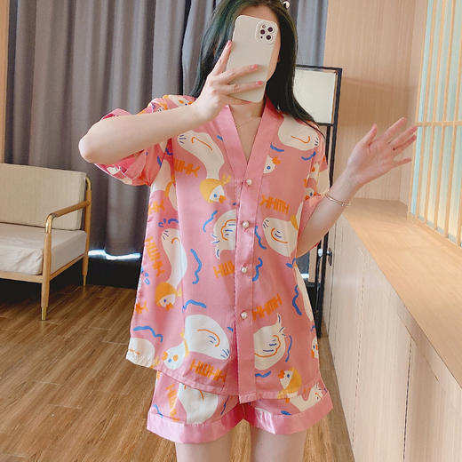 【新款大码睡衣，清凉舒适必备！】睡衣女2024新款夏天冰丝，爆款大码短袖开衫ins家居服，夏日居家不二之选-lm！ 商品图8