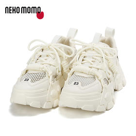 nekomomo2023夏季薄款牛皮网面镂空透气厚底增高运动休闲老爹鞋M22AM11411女