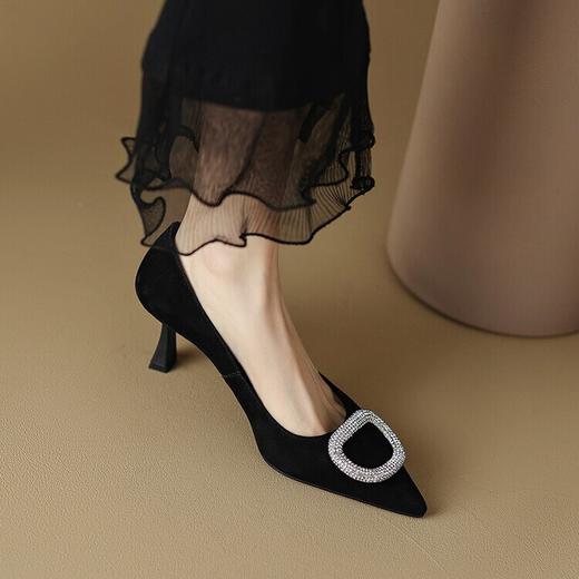 【预售5天】法式尖头浅口细跟单鞋，绒面水钻时尚优雅高跟鞋WXJFG&W234-9 商品图4