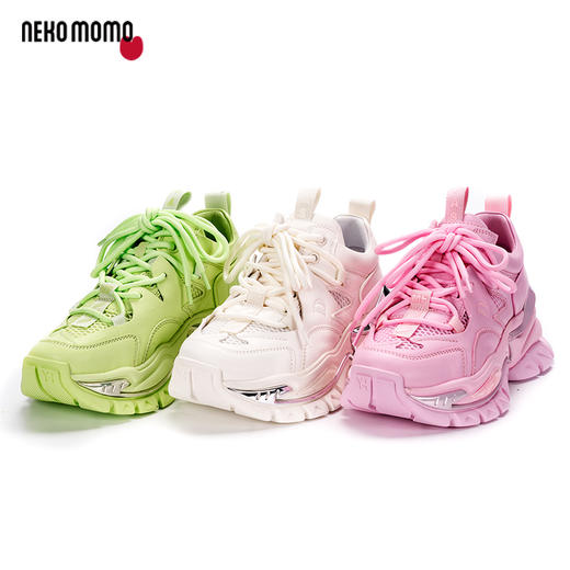 nekomomo2023年春季新款商场同款牛皮网面厚底增高休闲鞋老爹鞋M22AM19591女 商品图3