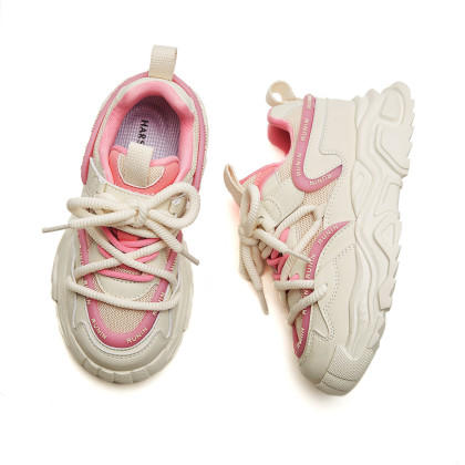 【自营】哈森 24春款男女童透气网布合成革拼接撞色运动鞋 TS240513 商品图2