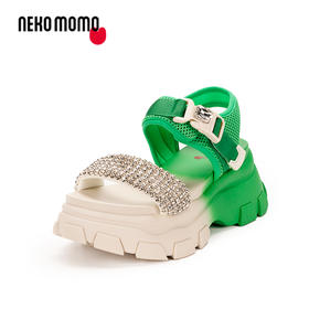 nekomomo2022年夏新款女式多彩渐变网钻装饰超轻厚底增高时尚凉鞋M22BG25171