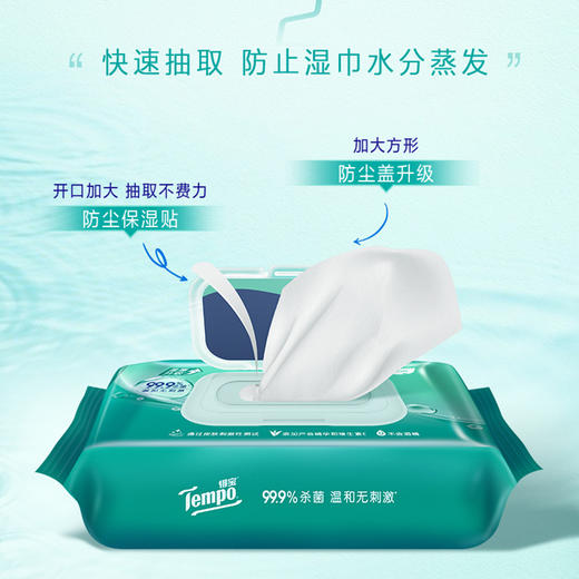 新品『得宝Tempo』卫生湿巾80片/包*1包 温和杀菌 商品图5