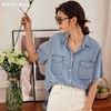 OLrain欧芮儿牛仔蓝衬衫女春季2024年新款复古宽松设计感上衣外套 商品缩略图0