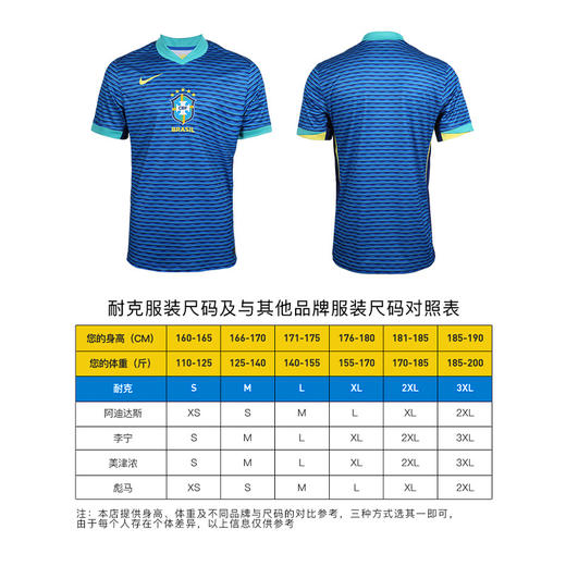 小李子NIKE耐克2024巴西客场球迷版比赛球衣成人短袖男FJ4283-458 商品图3