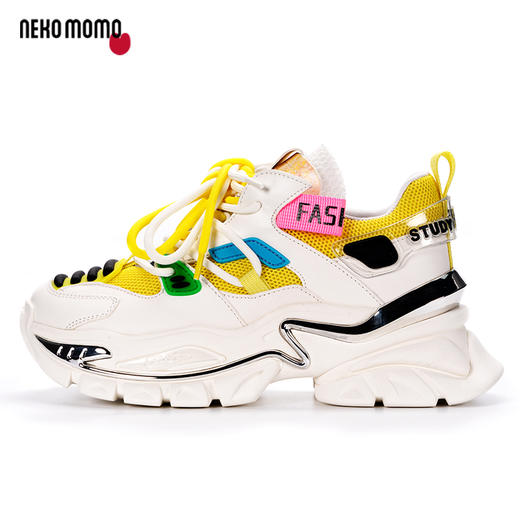 nekomomo2023年春季新款商场同款牛皮网面拼色运动休闲鞋老爹鞋M22AM19601女 商品图0