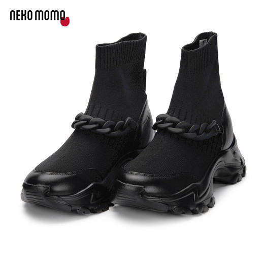 nekomomo2022年秋冬新款商场同款超轻厚底袜套靴女短靴弹力连袜靴M21DS44331 商品图0
