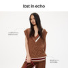 lost in echo秋冬季美拉德复古撞色线条V领宽松针织背心毛衫马甲 商品缩略图1