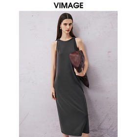 VIMAGE纬漫纪夏季新款时尚通勤无袖显瘦连衣裙V2107723