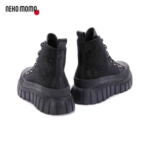 nekomomo2022年秋冬新款商场同款牛皮镶钻超轻厚底短靴女马丁靴女 商品图2