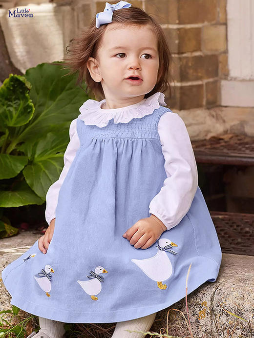 【限时特价！】 Little maven女童背带连衣裙欧美儿童裙子秋季棉裙中小童刺绣童裙公主裙 商品图13