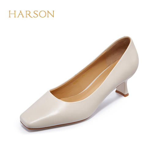 【自营】哈森 秋季新款法式通勤高跟鞋纯色方头羊皮浅口单鞋 HL222502 商品图5
