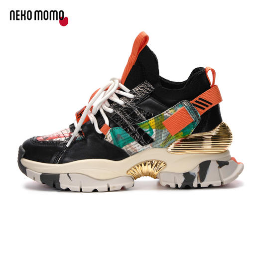 nekomomo2022年秋冬新款商场同款牛皮超轻厚底高帮运动鞋老爹鞋女M21CM36201 商品图2