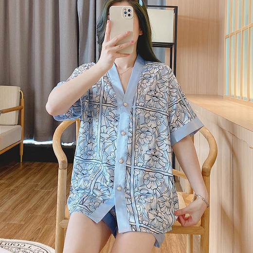 【新款大码睡衣，清凉舒适必备！】睡衣女2024新款夏天冰丝，爆款大码短袖开衫ins家居服，夏日居家不二之选-lm！ 商品图13