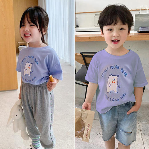 【捡漏 39.9任选3件】棉童装中小童男女童夏季短袖T恤新款韩版卡通半袖时尚上衣#异业福利 商品图9