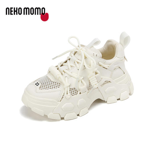 nekomomo2023夏季薄款牛皮网面镂空透气厚底增高运动休闲老爹鞋M22AM11411女 商品图2