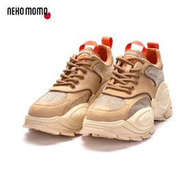 nekomomo2023年春季新款商场同款牛皮水钻厚底增高休闲鞋老爹鞋M20CM32011女