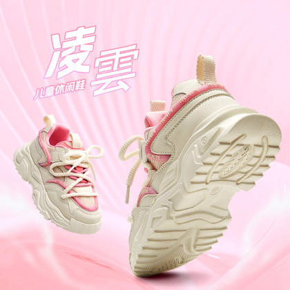 【自营】哈森 24春款男女童透气网布合成革拼接撞色运动鞋 TS240513 商品图1