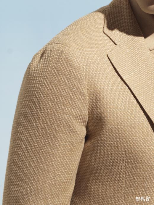 Stylbiella 埃及棉羊毛蚕丝亚麻杏黄色全麻衬单西 商品图1