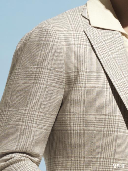 Stylbiella 羊毛蚕丝亚麻沙色格纹全麻衬单西 商品图1