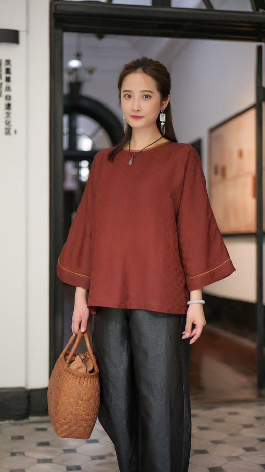漫物记四经绞罗红云纱圆领长袖上衣XYS-W133 商品图4