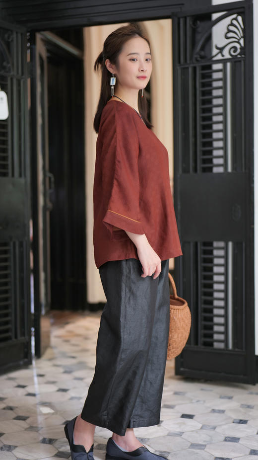 漫物记四经绞罗红云纱圆领长袖上衣XYS-W133 商品图6