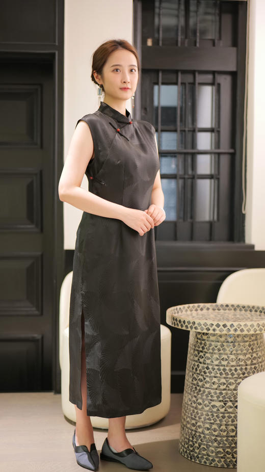 漫物记正娟香云纱无袖旗袍XYS-W135 商品图1