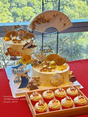 「红金系·长辈祝寿」甜品台案例