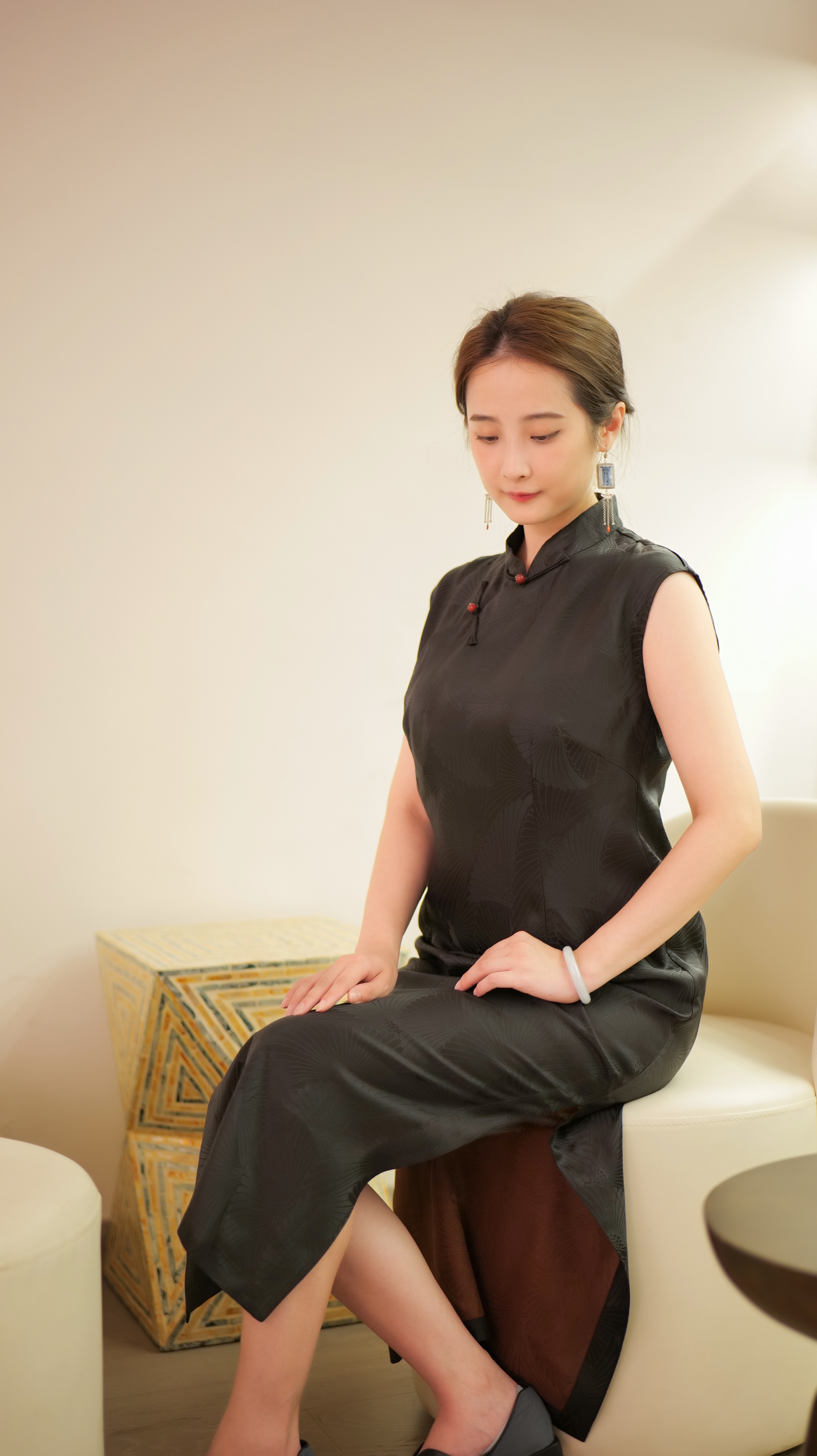 漫物记正娟香云纱无袖旗袍XYS-W135