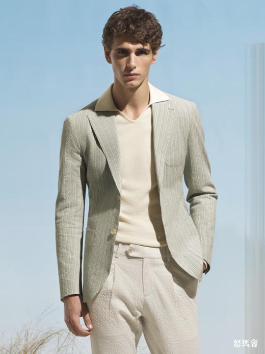 Stylbiella 埃及棉弹力泡泡纱全麻衬单西 商品图0