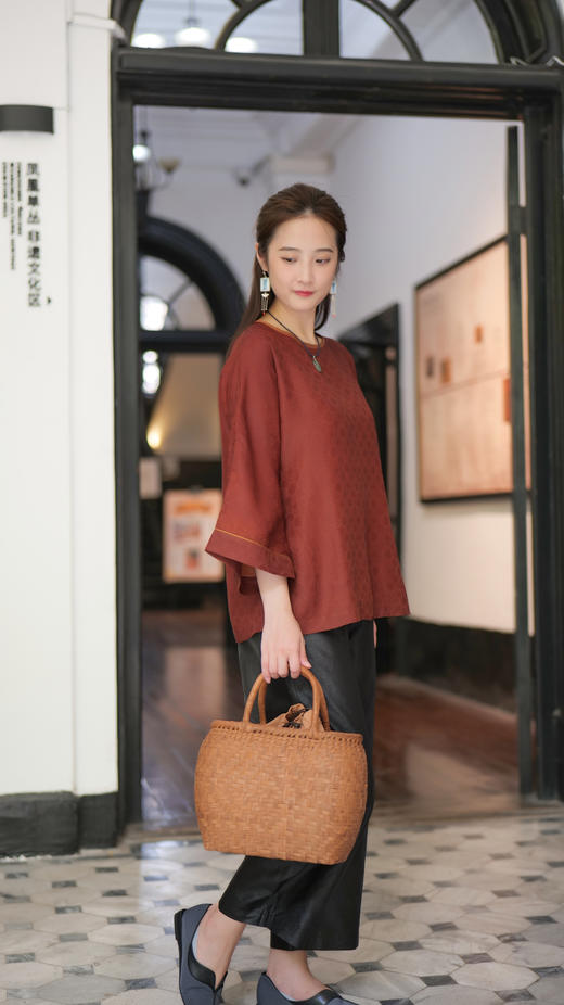 漫物记四经绞罗红云纱圆领长袖上衣XYS-W133 商品图3