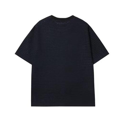 T905夏季新款定织螺口条纹双色短袖简约时尚男女上衣百搭休闲T恤 商品图1