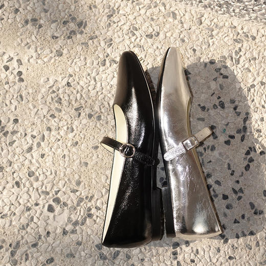 BIUCILI 「赫本玛丽珍」原创黑色银色平底舒适芭蕾风玛丽珍女单鞋 商品图5