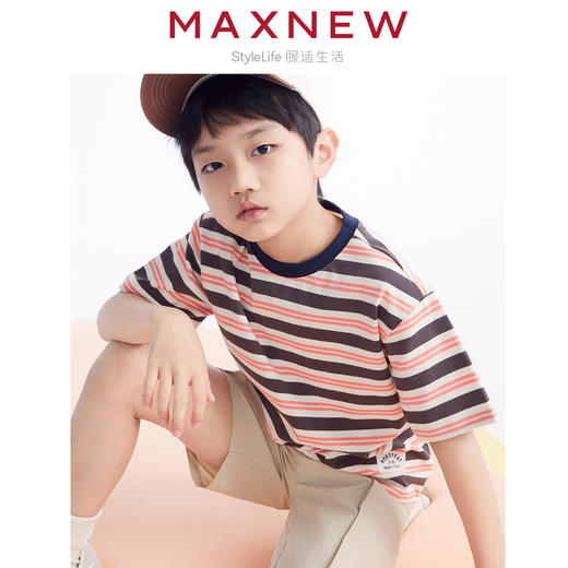 【T恤】童装精梳棉舒适亲肤撞色条纹T恤 1N2341202 商品图3