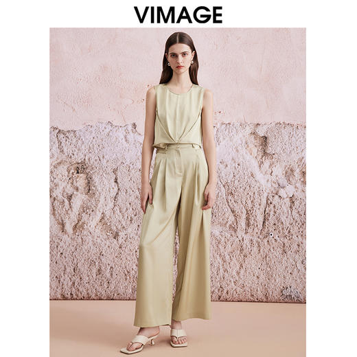 VIMAGE纬漫纪夏季新款高腰阔腿休闲百搭显瘦长裤V2105713 商品图1