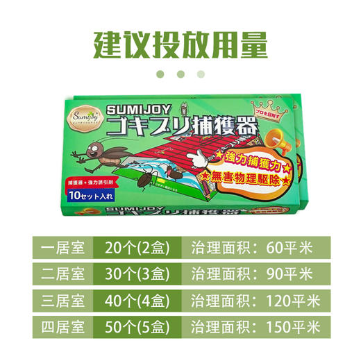 Sumijoy素美介除蟑螂捕捉屋 蟑螂粘板贴无毒家用10片/1盒 商品图2