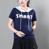 休闲天丝罗马连帽短袖T恤女2024夏季新款光滑垂感宽松显瘦上衣 商品缩略图3