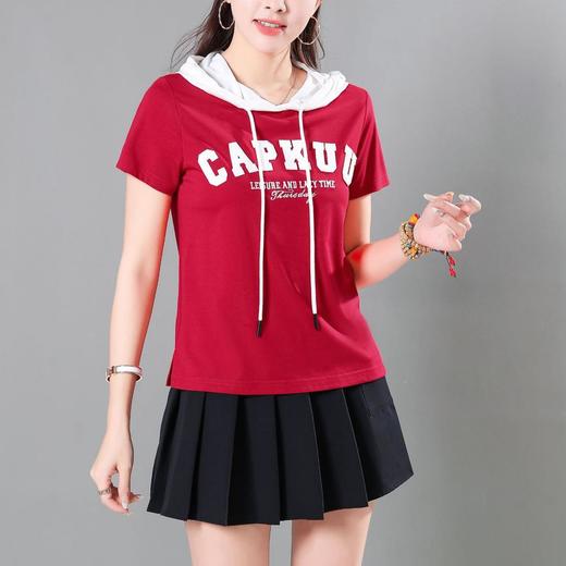 天丝罗马休闲撞色短袖T恤女2024夏季新款光滑套头宽松显瘦上衣 商品图2