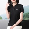 休闲通勤风翻领Polo衫短袖T恤女2024夏季新款印花套头修身上衣 商品缩略图1