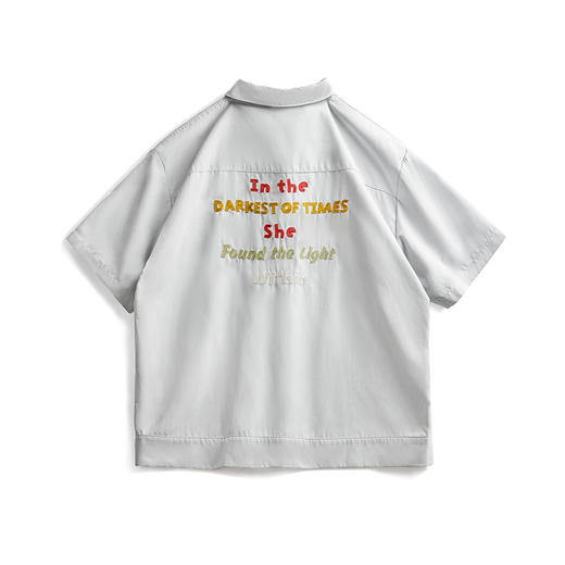 马登刺绣古巴领衬衣宽松设计感短袖小众休闲上衣内搭叠穿薄夏季女 商品图6