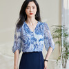 青瓷真丝衬衫 5A桑蚕丝双绉面料 柔润透气  上身若无物 米思阳2026春季新款设计感独特衬衫印花上衣女0803 商品缩略图3