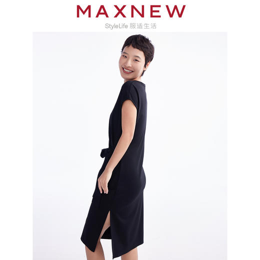 【裙装】女装高密罗马布舒适亲肤收腰绑带连衣裙 1N2225301 商品图1