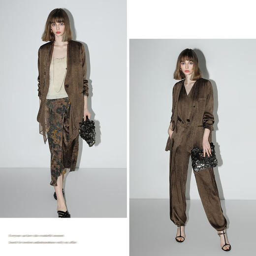 COCOBELLA静奢风贡针假两件肌理缎面西装女质感通勤外套SI0006-4 商品图3