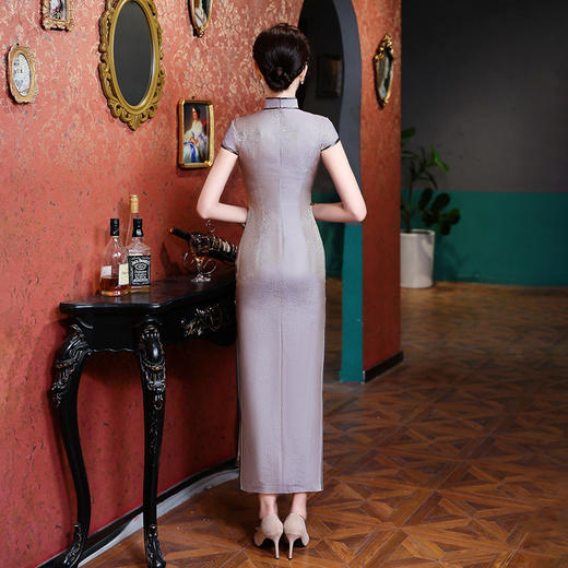 复古修身中国风，真丝长旗袍QHJ-005 商品图2