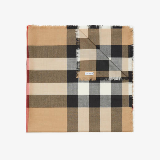 BURBERRY 巴宝莉 女士格纹羊绒混纺丝巾 格子 8083292 A7026 商品图1
