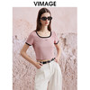 VIMAGE纬漫纪夏季新款百搭通勤方领撞色短款T恤上衣V2102711 商品缩略图3