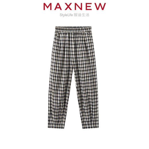 【长裤】童装舒适棉感亲肤透气格纹长裤 1N2364502 商品图0