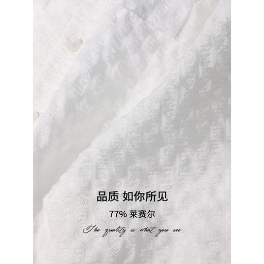 COCOBELLA肌理感泡泡皱莱赛尔遮阳白衬衫OL小立领衬衣SR0013 商品图4